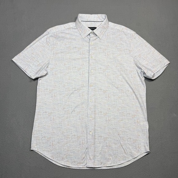 Bugatchi 8 Way Stretch Shirt Mens XL Short Sleeve Geometric Slim Performance - Picture 2 of 8